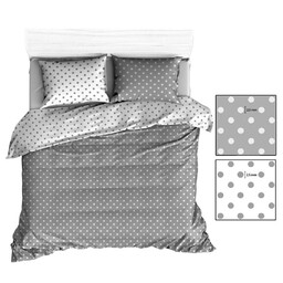 Extrapościel Pościel bawełniana 160x200 R139 szara biała groszki