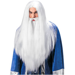 Peruka Czarodzieja z bardzo długą brodą i wąsami