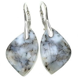 Opal Dendrytowy Oryginalne Kolczyki Srebro Unikat