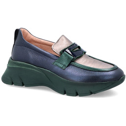 Sportowe mokasyny z ozdobą - HISPANITAS CHI243631 GRANATOWO-ZIELONE