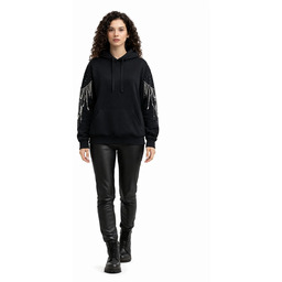ALLSAINTS CZARNA BLUZA Z KAPTUREM Z DŻETAMI