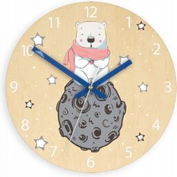 Zegar ścienny cichy do pokoju dziecięcego drewniany nowoczesny