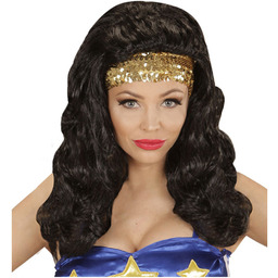 Peruka Superbohaterka z cekinową opaską