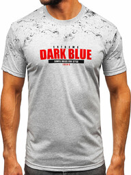 Szary bawełniany t-shirt męski z nadrukiem Denley 14725