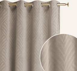 ZASŁONA WELUROWA LEAFLY - BEŻOWA 140x250 SREBRNA PRZELOTKA