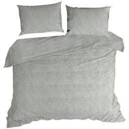 Pościel 220x200 3cz Mikrofibra Tłoczona Flano Sreb