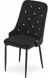 ELEGANCKIE KRZESŁO GLAMOUR CZARNY AKSAMIT ZESTAW 4 SZTUKI