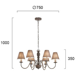 Viokef Żyrandol Fatima, możliwość ściemniania, aluminiowy / szary