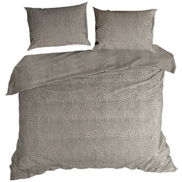 Pościel 220x200 3cz Mikrofibra Tłoczona Flano Beż