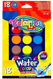 Farby akwarelowe duże pastylki 18 kolorów Colorino PTC54737