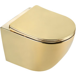 Miska Wc Wisząca Tornado FLOW-GL-BL-03 Złota Deska Wolnoopadająca