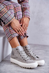 Trampki Damskie Big Star Wysokie Ocieplane Szare EE274114-38