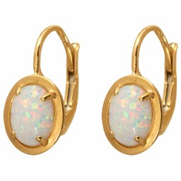 Złote kolczyki 585 z naturalnym kamieniem Opal