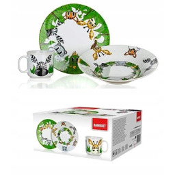 TALERZE DLA DZIECI obiadowy JUNGLE komplet 3 cze