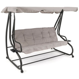 Huśtawka ogrodowa GRACJA Poduszki jasny szary Czarny stelaż