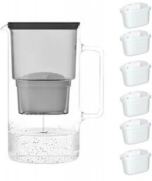 Wessper AquaMax Crystalline 3L Czarny szklany dzbanek filtrujący