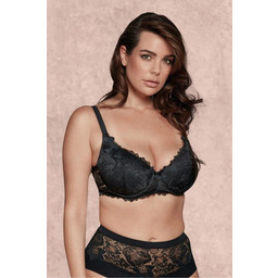 Biustonosz balkonetka z koronką pochodzącą z recyklingu czarny