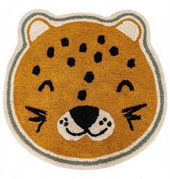 Dywan Dziecięcy Leopard Żółty Pomarańczowy Okrągły Bawełniany Śr