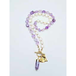 Pakamera Naszyjnik Perłowo Ametystowo
