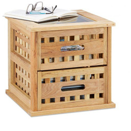 Stolik pomocniczy z 2 szufladami 34x34x34cm, jasnobrązowy