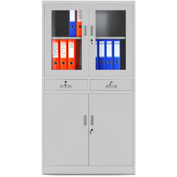 Metalowa szafa z witryną Edmund: szara (51),