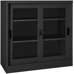 Elior Antracytowa szafka do biura z przesuwnymi drzwiami