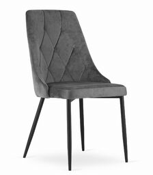 ELEGANCKIE KRZESŁO WAVE CIEMNY SZARY AKSAMIT ZESTAW 4