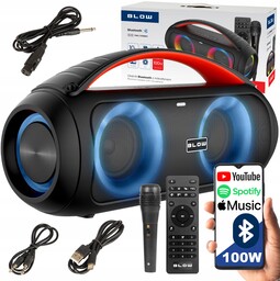 Mocny Głośnik Bluetooth Przenośny Boombox Mikrofon Pilot Usb