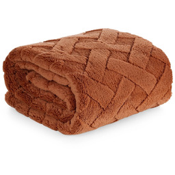 Koc flano wytłaczany w jodełkę ceglasty K167-12