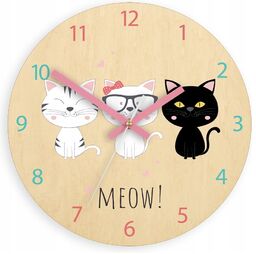 Zegar na ścianę cichy do pokoju dziecięcego drewniany