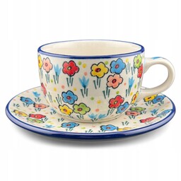 Filiżanka ze spodkiem Unikat Kwiatki 200 ml dek.