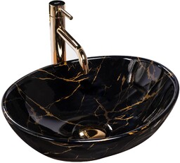 Rea Umywalka nablatowa Rea Sofia Black Marble Shiny