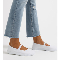 Wsuwane białe dziewczęce tenisówki balerinki czeszki z paseczkiem