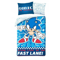 Pościel 140x200 Sonic niebieska poszewka 70x90