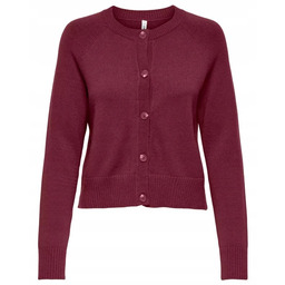 ONLY BORDOWY KRÓTKI SWETER Z GUZIKAMI I RAGLANOWYMI