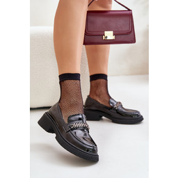 Damskie Lakierowane Mokasyny Loafersy Z Ozdobą D&A LZ42-030