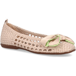 Hiszpańskie baleriny z kokardką - WONDERS CH-1001 BEŻOWE