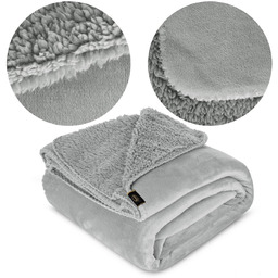 Koc 150 x 200 Mikrofibra Dwustronny Tedy Srebrny