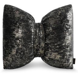 Poduszka welwetowa czarna w kształcie kokardy z przecieranym