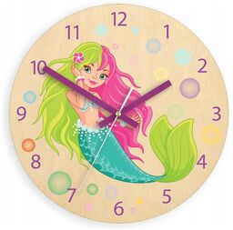 Zegar na ścianę cichy do pokoju dziecięcego drewniany