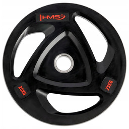 Talerz olimpijski ogumowany Obciążenie 25 kg TOX25 Czarny