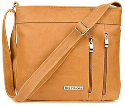 Torebka skórzana camelowa listonoszka damska Beltiomore X95