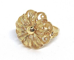 Pierścionek filigranowy, zloty, okrągly PF4