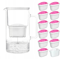 Wessper AquaMax Crystalline 3L Biały szklany dzbanek filtrujący