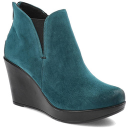 Niebieskie Botki Karino Damskie Buty Na Koturnie