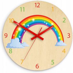Zegar ścienny cichy do pokoju dziecięcego drewniany nowoczesny