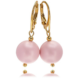 Wyjątkowe Perły Kryształy Kolczyki Pastel Rose Pearl Złote