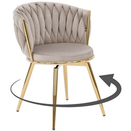 Krzesło obrotowe DC-3027 ciemny beż welur #7 złote