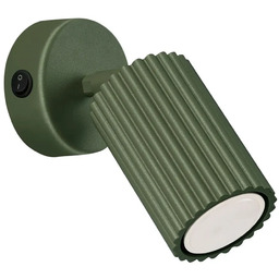 Lumes Oliwkowy metalowy kinkiet karbowany z włącznikiem H6-Z55