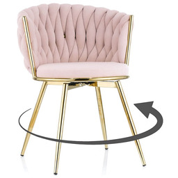 Krzesło obrotowe DC-3027 róż welur #67 złote nogi